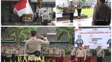 Polres Klungkung Gelar Upacara Hari Olahraga Nasional ke-42 di Tengah Hujan